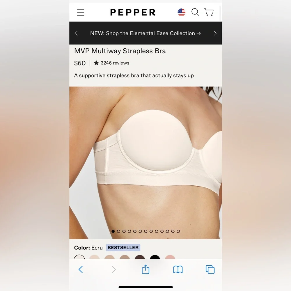 Pepper Bra MVP Multiway Strapless Bra | Ecru 34A S - Picture 10 of 11